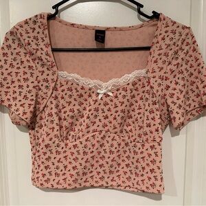 Pink floral crop top size S